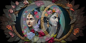 Lord Krishna Wall Poster, Lord Radha Krishna, Digital Wall Poster. AI Generated