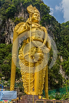 Lord Murugan Statue in front of the entrance to Batu caves in Kuala Lumpur, Malays