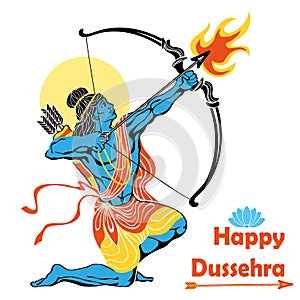 Lord Rama with bow arrow.Happy Dussehra