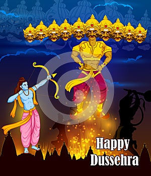 Lord Rama killing Ravana during Dussehra festival of India