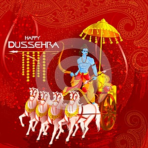 Lord Rama killing Ravana in Happy Dussehra festival of India