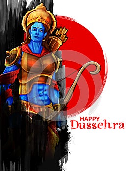 Lord Rama in Navratri festival of India poster for Happy Dussehra