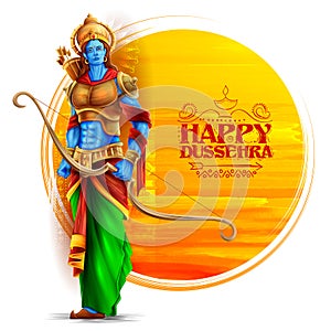 Lord Rama in Navratri festival of India poster for Happy Dussehra