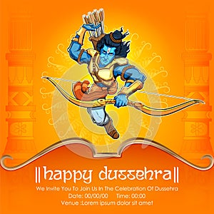 Lord Rama in Navratri festival of India poster for Happy Dussehra