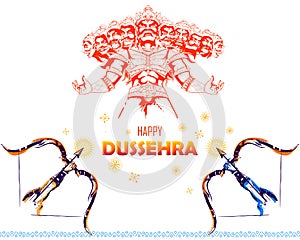 Lord Rama and Ravana in Dussehra Navratri festival of India poster