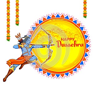 Lord Rama and Ravana in Dussehra Navratri festival of India poster