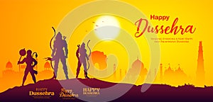 Lord Rama and Ravana in Dussehra Navratri festival of India poster