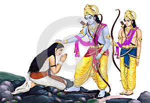 Lord Rama with Seeta and Lakshmana