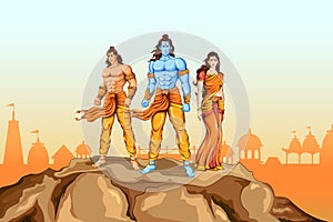 Lord Rama, Sita and Laxmana in Dussehra poster