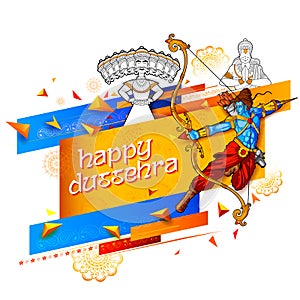 Lord Rama and ten headed Ravana for Happy Dussehra Navratri sale promotion festival of India