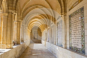 Lord`s Prayer in Internal passageway of church of the Pater Noster, Jerusalem, Israel