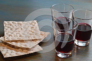 The Lord`s Supper with bread and wine photo