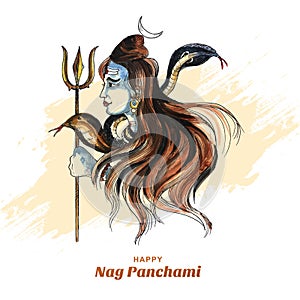 Lord shiva happy nag panchami indian festival card design photo