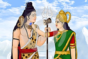 Lord Shiva with his consort, Goddess Parvati