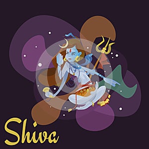 Lord Shiva, indian god in the lotus position and meditate space . Maha Shivaratri hinduism religion, traditional asian