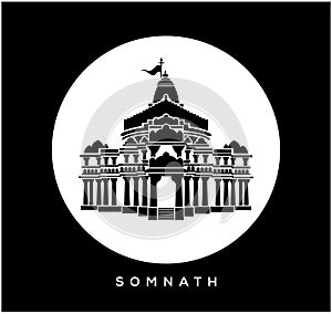 Lord shiva Somnath temple vector icon. Somnath temple, Gujarat icon