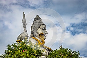 Lord shiva statue isolated at murdeshwar temple close up shots from unique angle