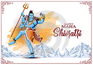 Lord Shiva thandav dance position, Indian God with happy Maha Shivratri or Mahashivratri. vector illustration design photo