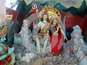 Lord siba parabti in the himalaya parbat photo