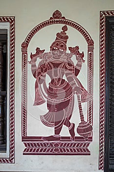 lord Vishnu graffito painting udupi karnataka INDIA