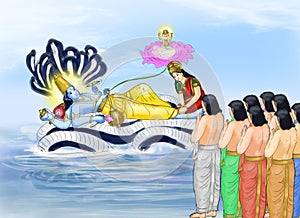 Lord Vishnu with his consort, Goddess Mahalakhsmi