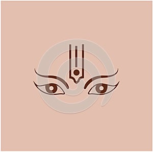 Lord Vishnu Tilak and eyes vector icon photo