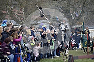 06.04.2015 Lorelay Germany - Medieval Knight games knights fighting tournament riding on horse