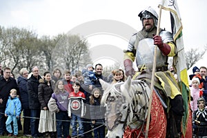 06.04.2015 Lorelay Germany - Medieval Knight games knights fighting tournament riding on horse