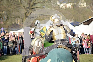 06.04.2015 Lorelay Germany - Medieval Knight games knights fighting tournament riding on horse