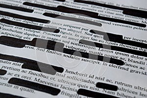 Lorem Ipsum text that has been redacted