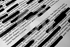 Lorem Ipsum text that has been redacted