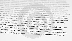 Lorem ipsum text on white paper