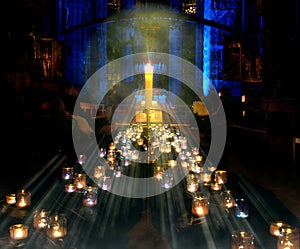 Lorenz church gothic during the Blue Night in Nuremberg