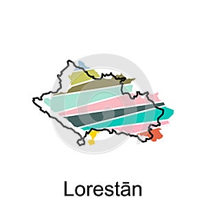 Lorestan Highlighted on Iran Map, illustration design template