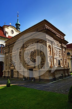 Loreta is a large pilgrimage destination in HradÄany, a district of Prague, Czech Republic