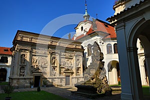 Loreta is a large pilgrimage destination in HradÄany, a district of Prague, Czech Republic