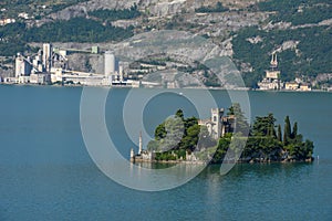 Loreto island on lake Iseo, Italy