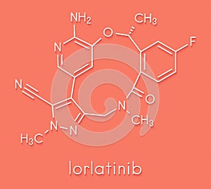 Lorlatinib cancer drug molecule. Skeletal formula.