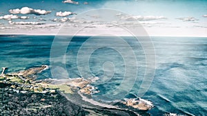 Lorne coastline, Australia. Aerial view from drone at dusk