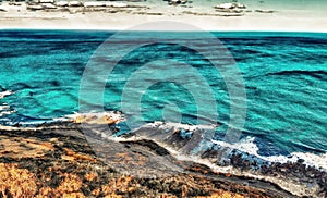 Lorne coastline, Australia. Aerial view from drone at dusk