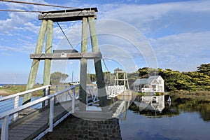 Lorne Swing Bridge and Boathouse in Victoria Australia