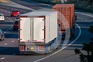 Lorries in motion on the motorway