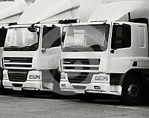 Lorries parked up outside a company