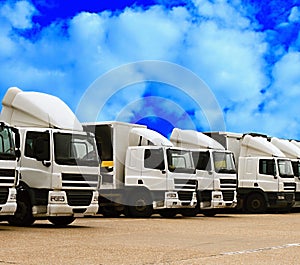 Lorries parked up outside a company