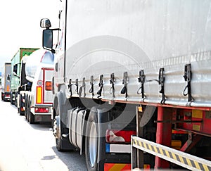 Lorries parked up outside a company