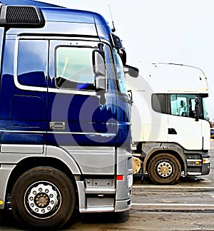 Lorries parked up outside a company