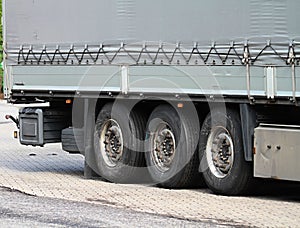 Lorries parked up outside a company`s car parking area