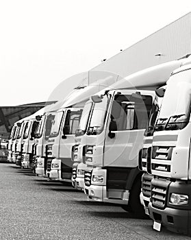 Lorries parked up stock photo
