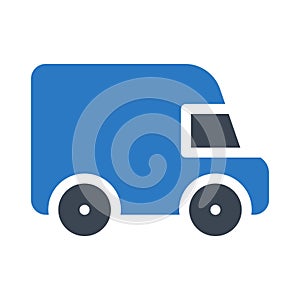 Lorry glyph color flat vector icon