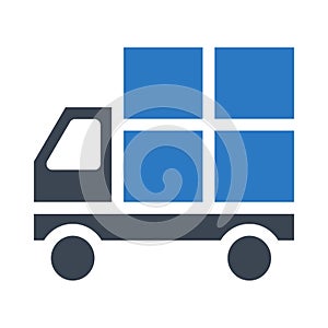Lorry glyph color flat vector icon